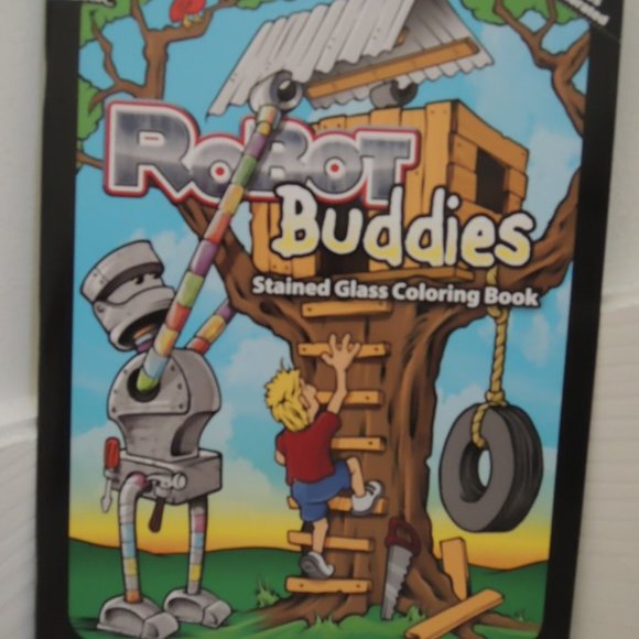 Robot Buddies Stained Glass Coloring Book Dover Stained Glass Coloring Book NEW - Picture 1 of 3